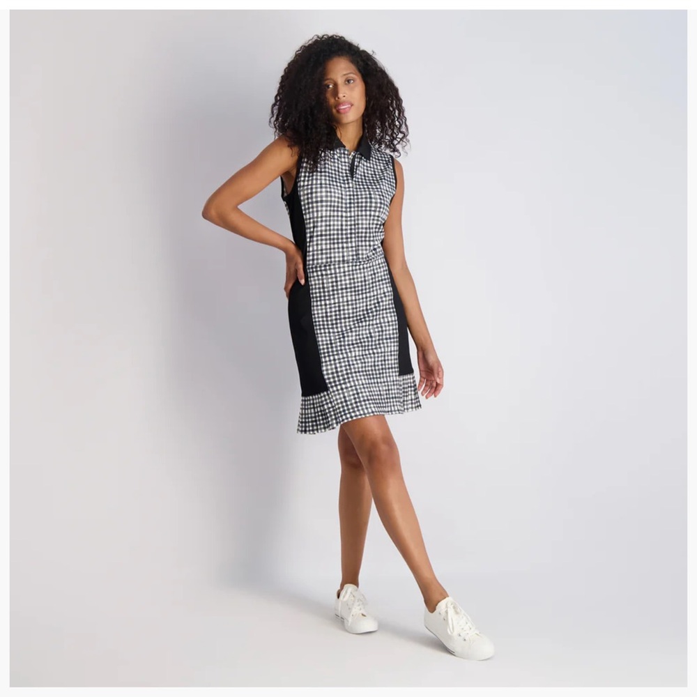 Stella Parker Sport Gingham Collared Sleeveless Dress W/Built in Shorts Sm NWT